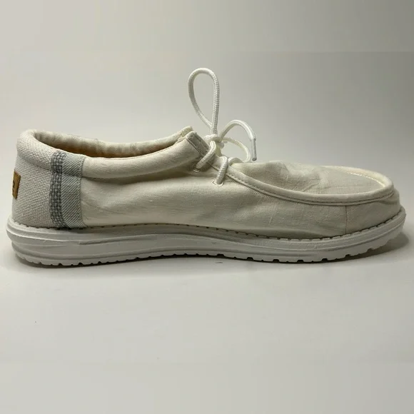Hey Dude Natural Collection White Linen Mens Comfort Loafer Size 12 - Picture 6 of 11